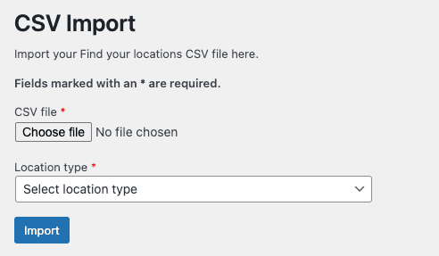 CSV Import page